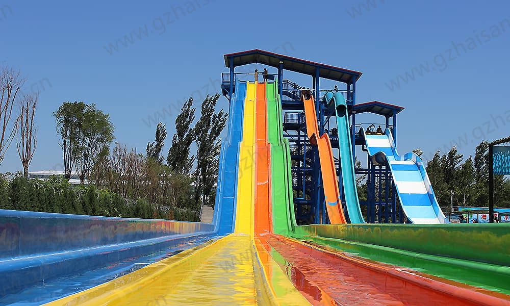 河北保定海森水上大世界彩虹滑梯、高速滑梯、家庭宽滑梯组合平台
